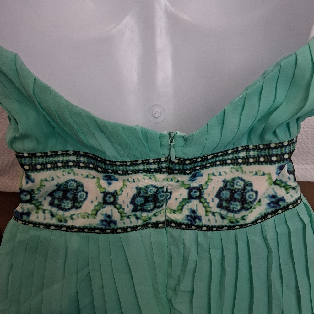 Elegant Aqua Halter Backless Prom Formal Bridal Summer Maxi Pastel Dress Small - Picture 10 of 13